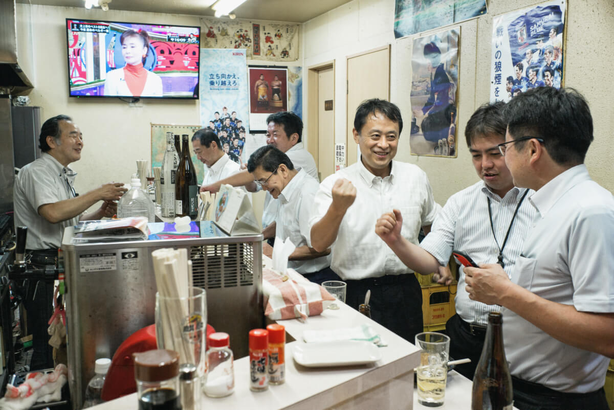 Japanese salary men drinking in Tokyo