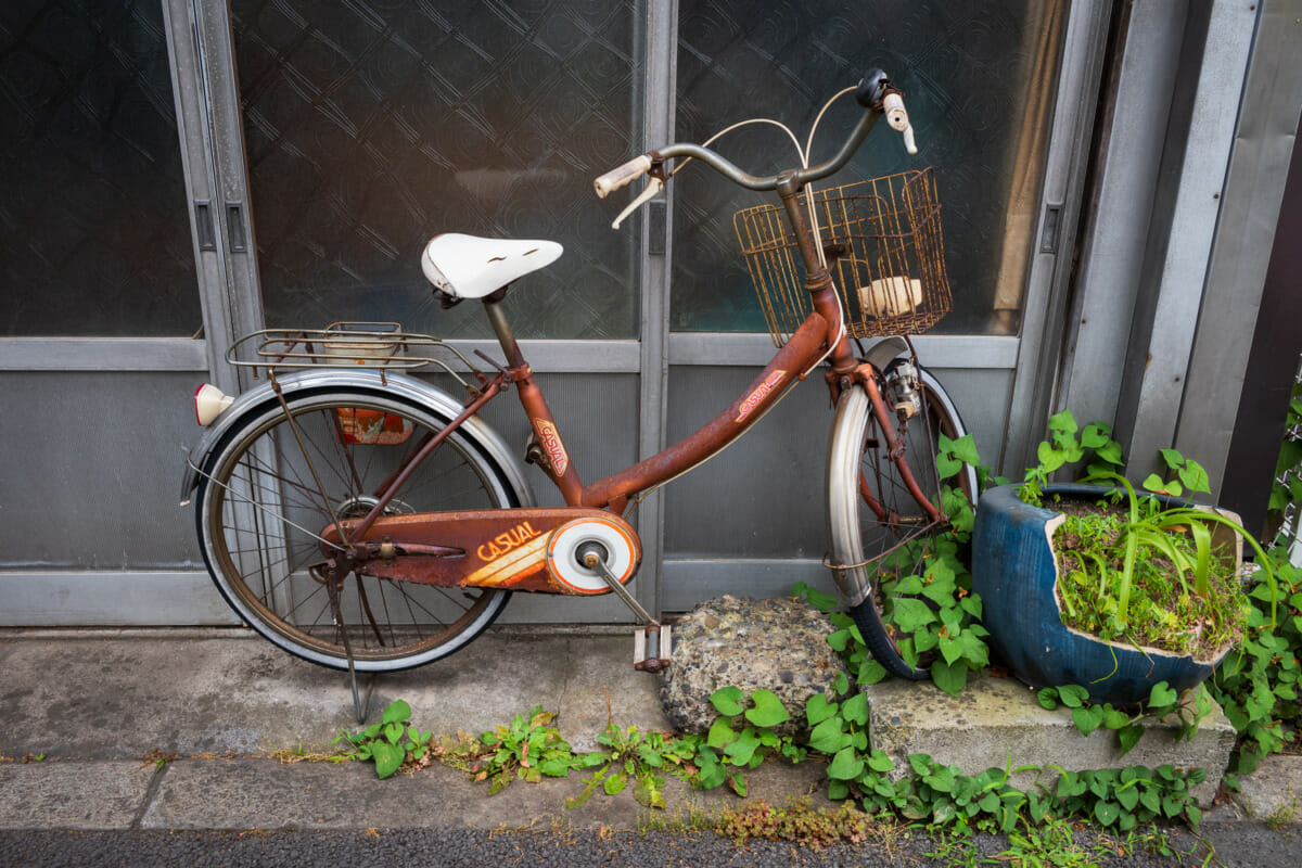 Abandoned and overgrown Tokyo bicycles