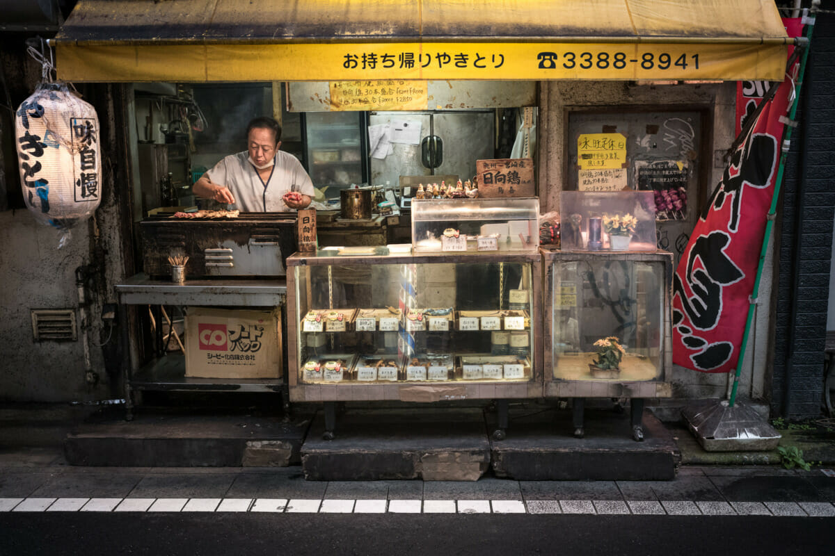 an old and grubby Tokyo yakitori shop