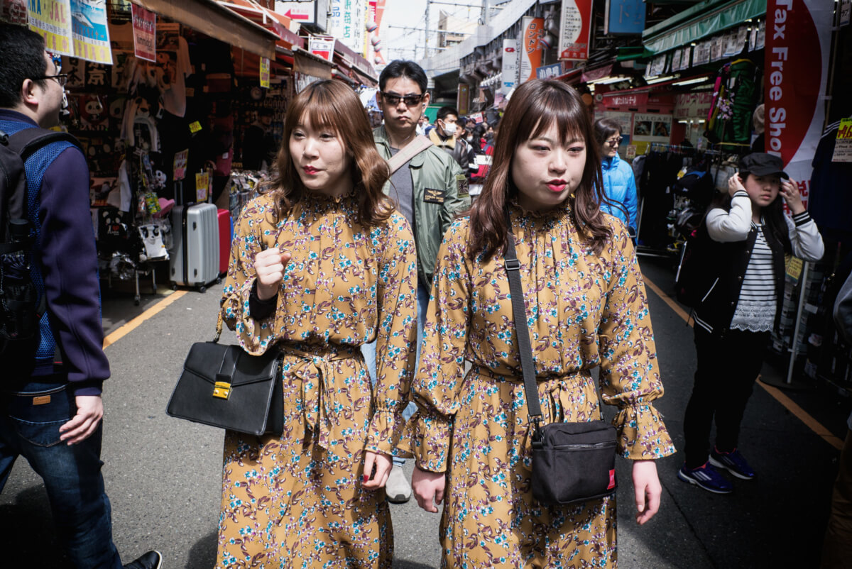 Japanese twins or identically dressed Japanese women