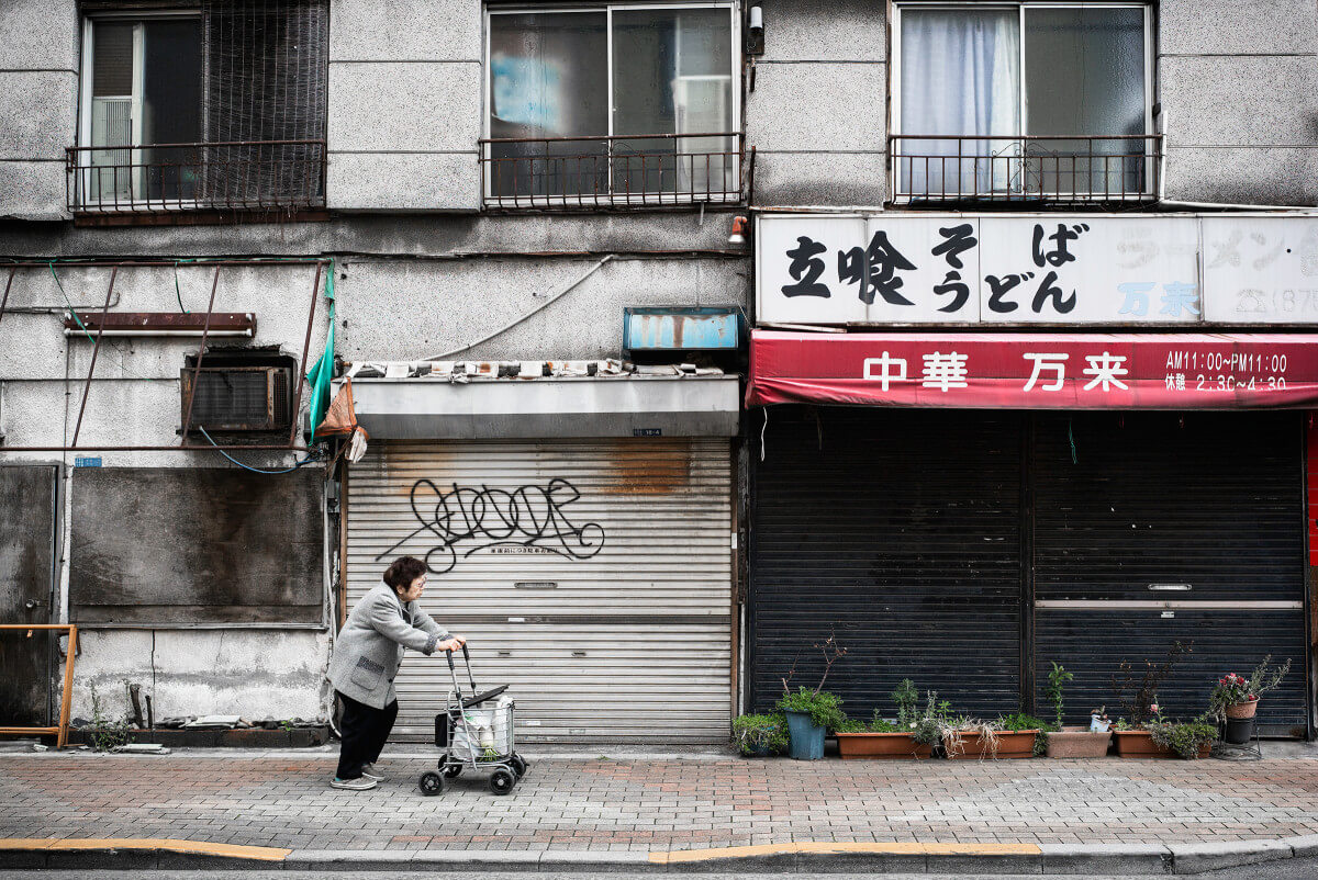 old grey faded and decrepit Tokyo