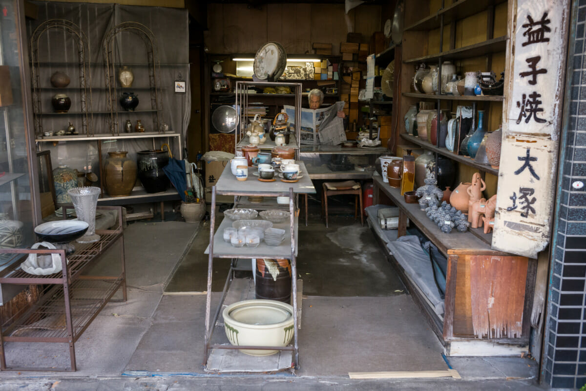 dated and dusty old Tokyo ceramic shop