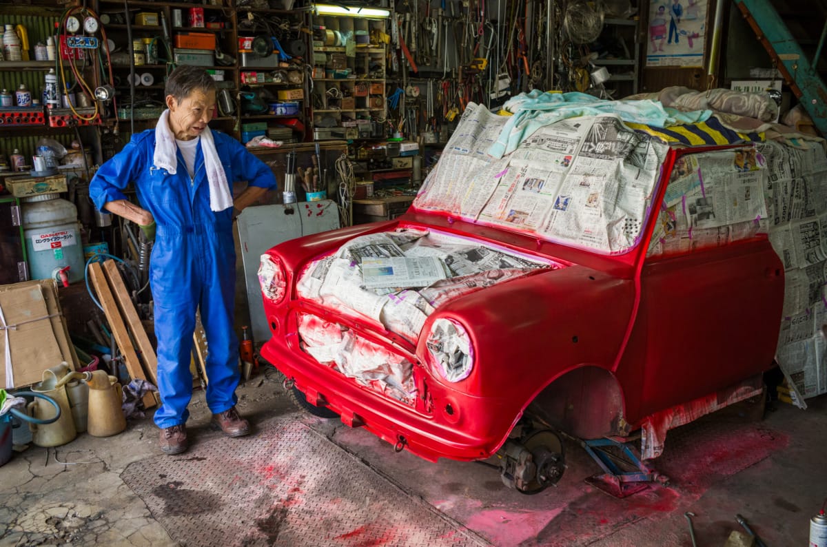 The life of a red mini in an old Tokyo garage