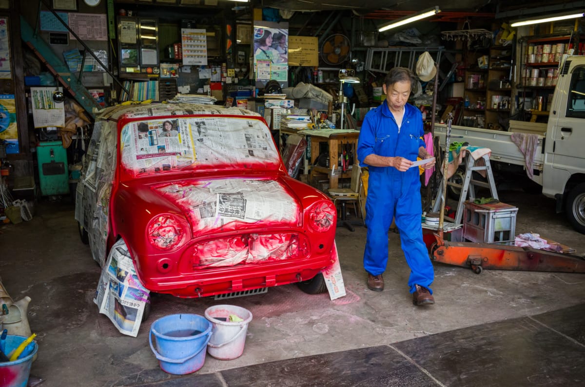 The life of a red mini in an old Tokyo garage