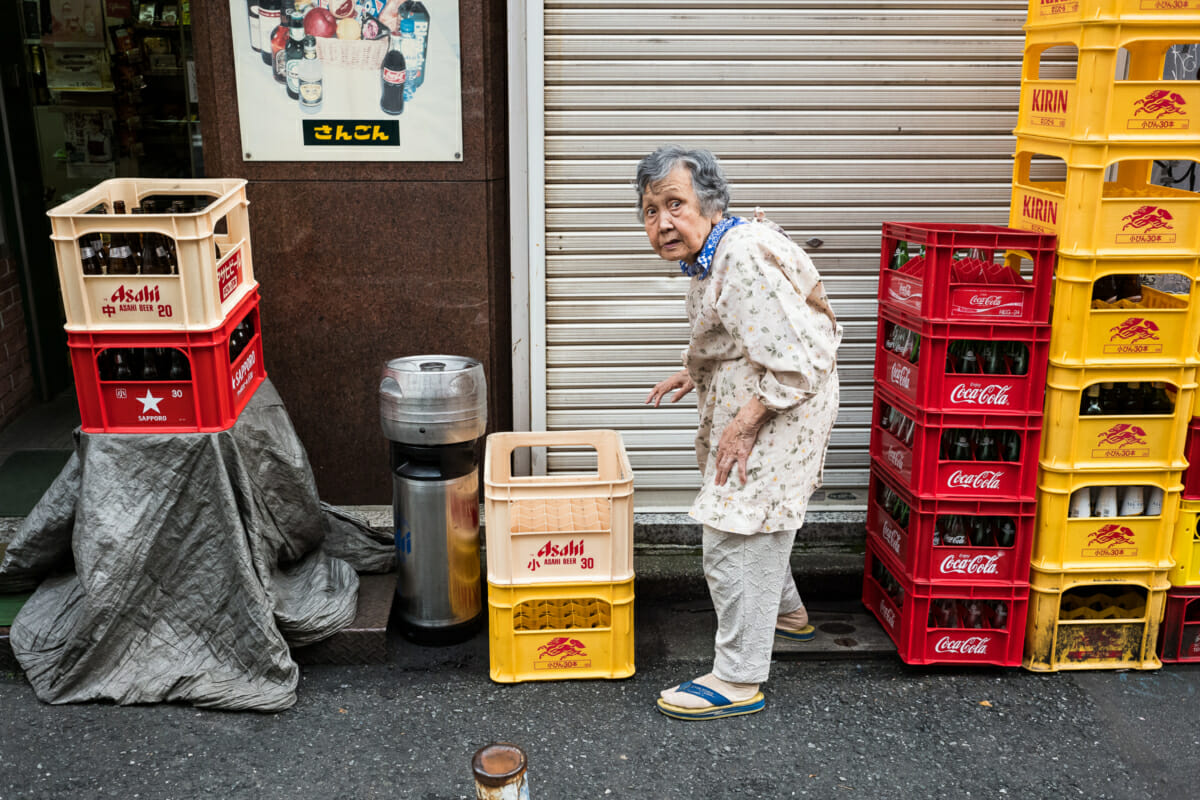 a surprised looking old Japanese lady