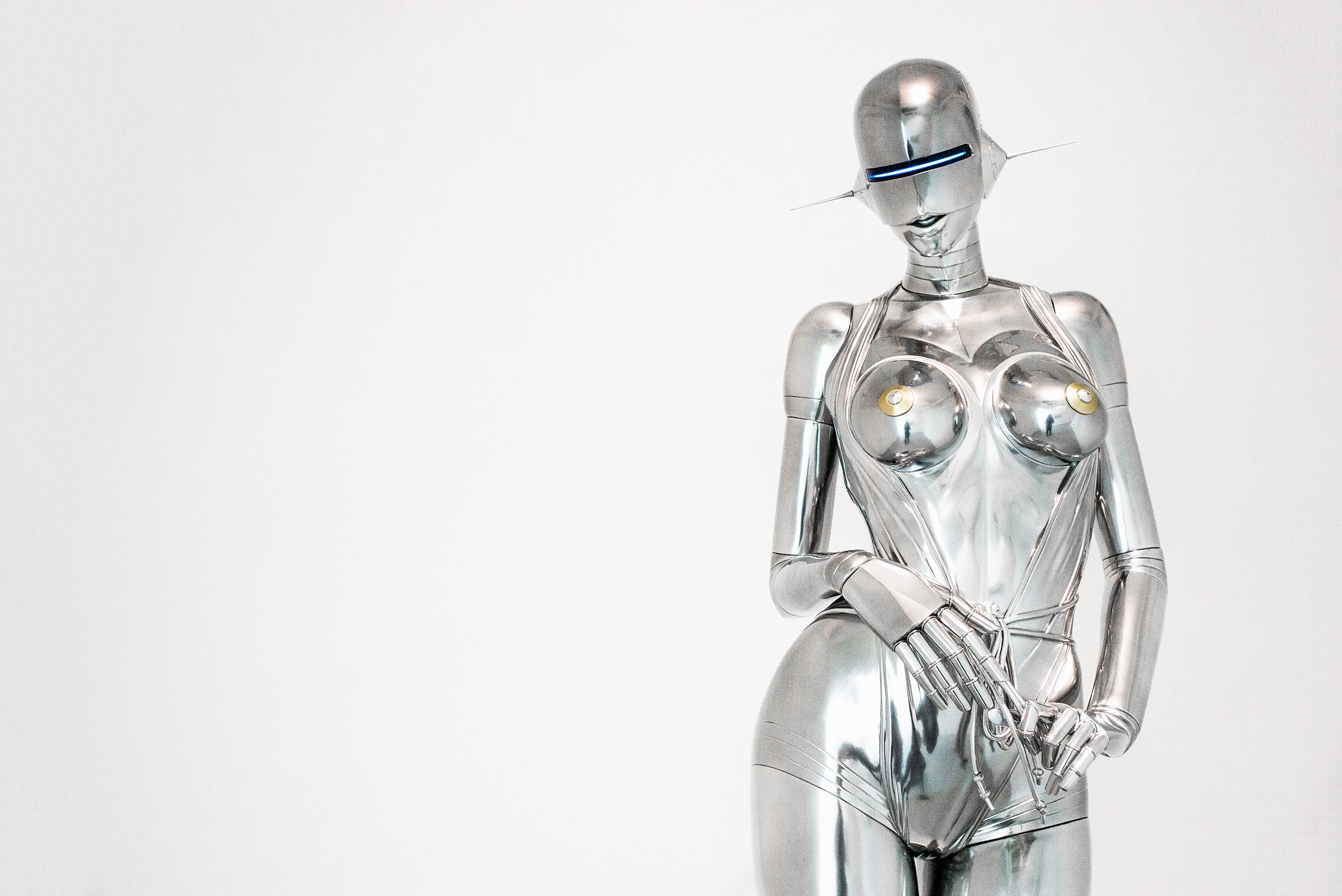 Sexy silver robot.