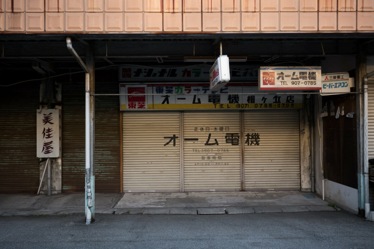 a shuttered Tokyo shopping street