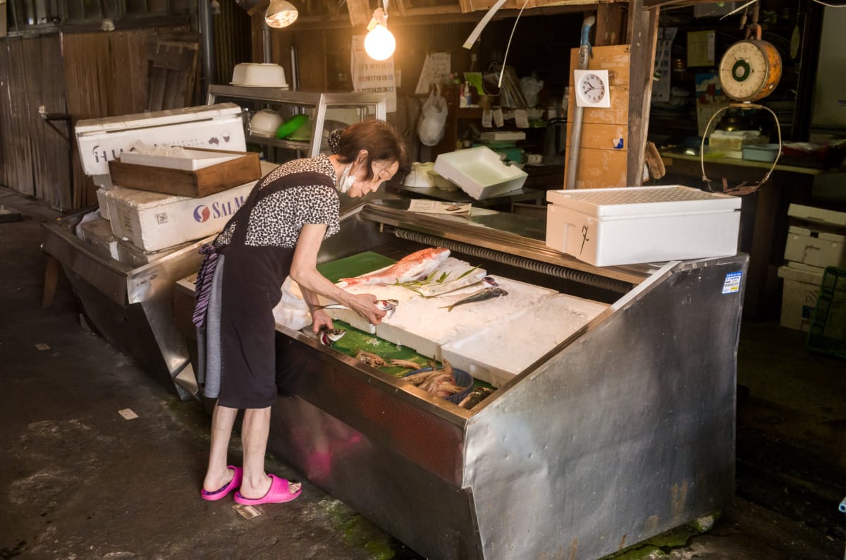 The last shop and dated signs of an old Japanese shopping arcade