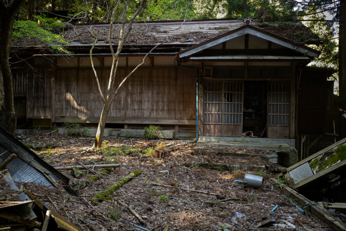the silent homes of a long-abandoned Japanese mountain village