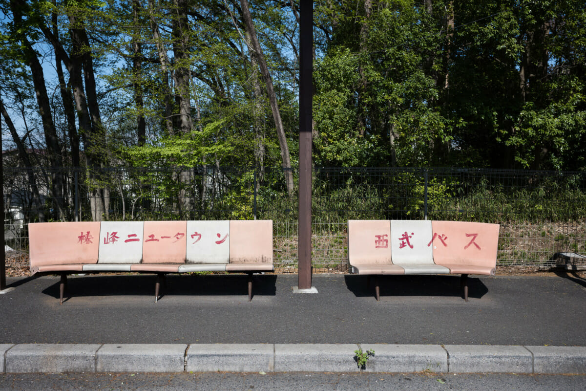 The silence of suburban Tokyo bus stop seats