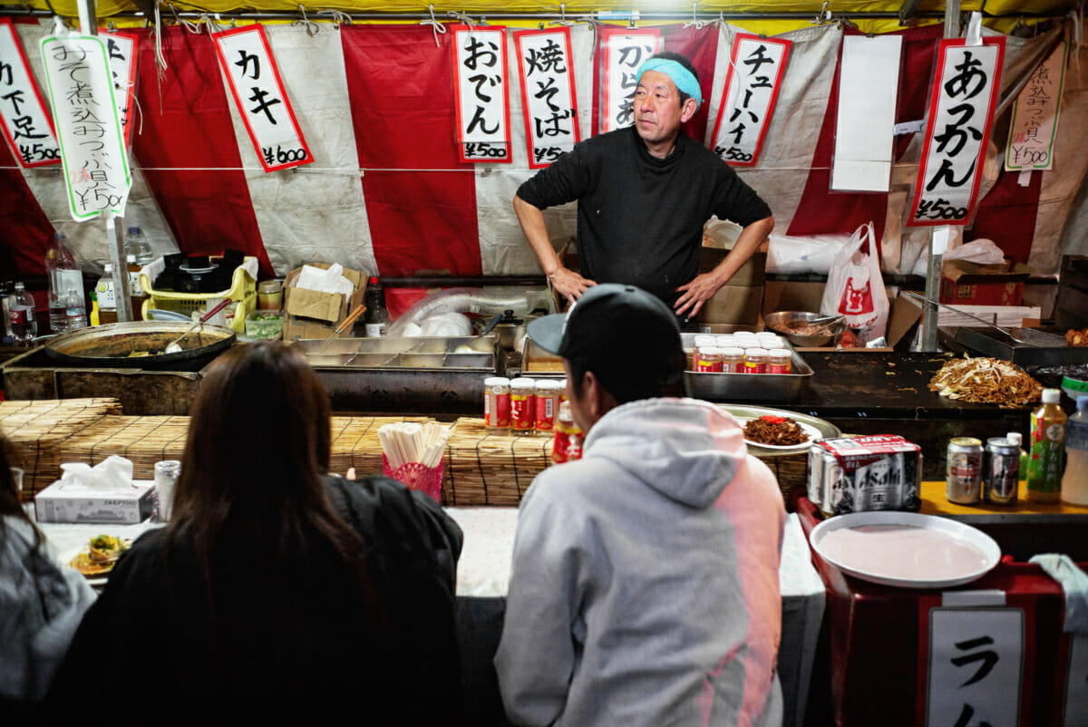 a street food stall and vendor in Tokyo