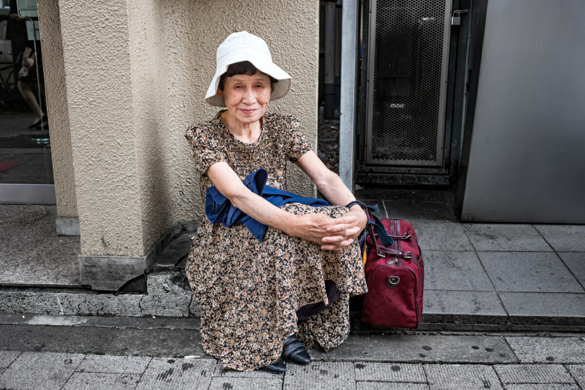 a Tokyo street side elderly lady portrait